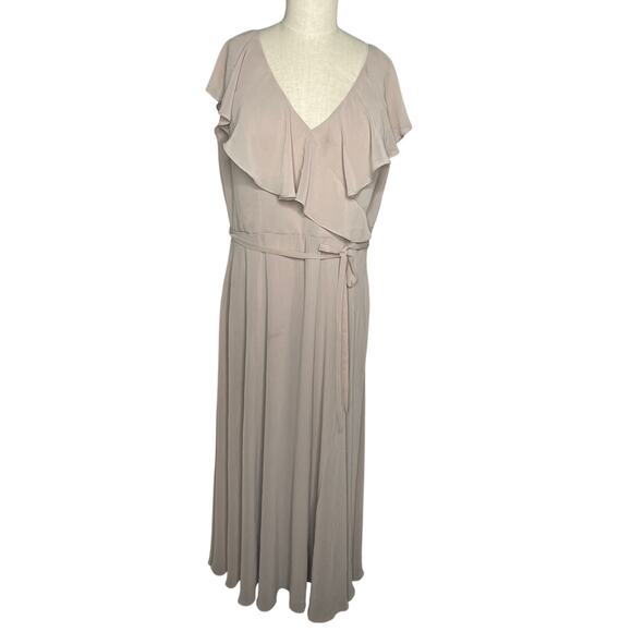 Morilee by Madeline Gardner Latte Taupe Long Gown Chiffon Dress Plus size - Picture 2 of 13